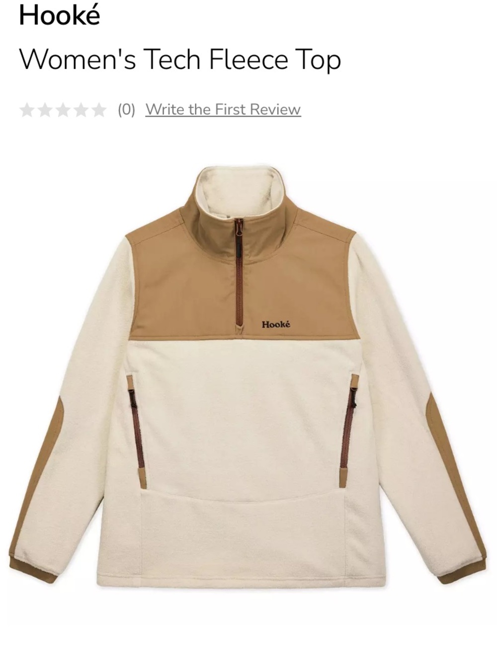 Hooke Tech Fleece Top Oatmeal Maple Brown Sz XS